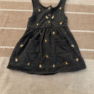 Charming Gray Kids Dress with Floral Embroidery
